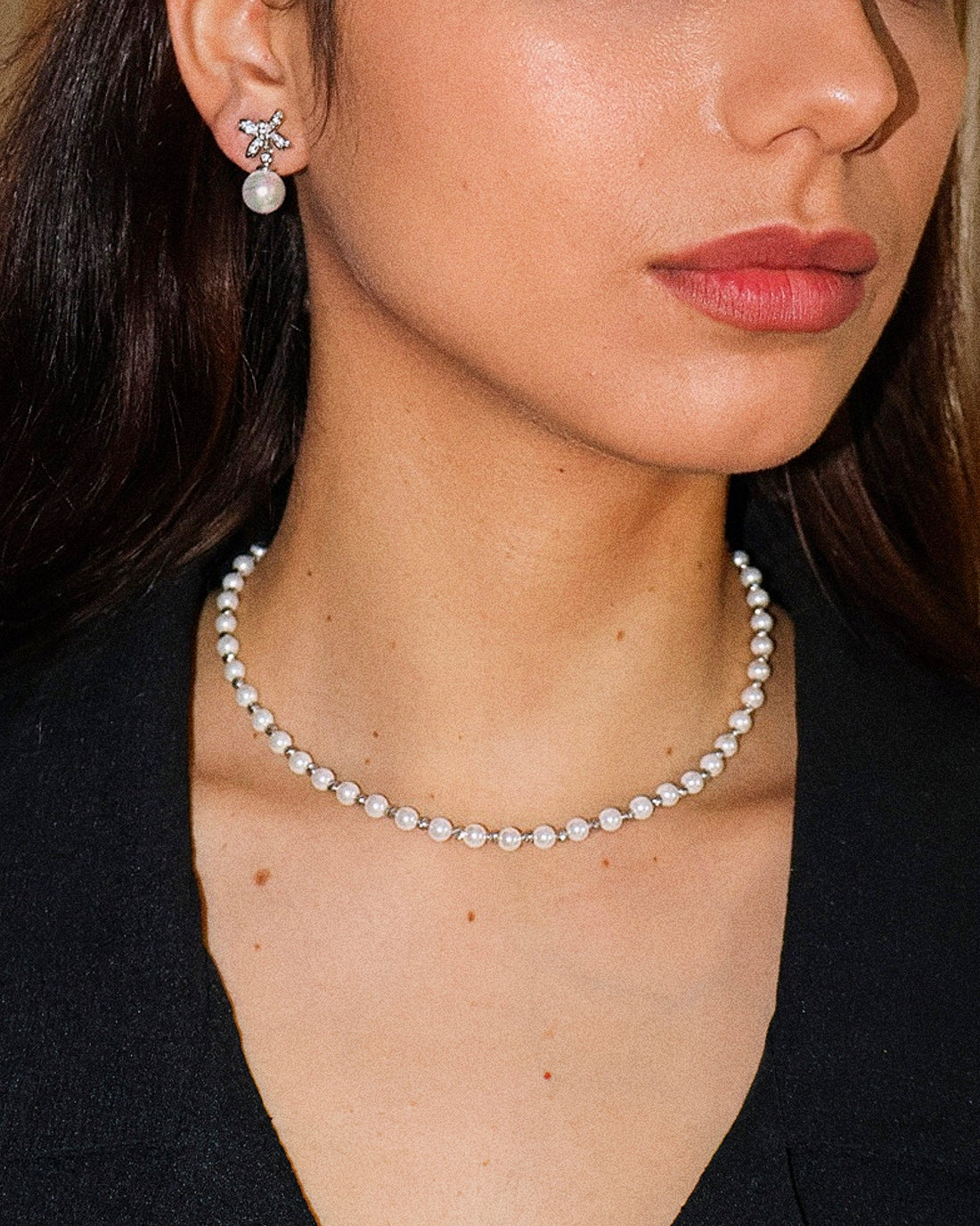 Silver Pearl Chocker Necklace