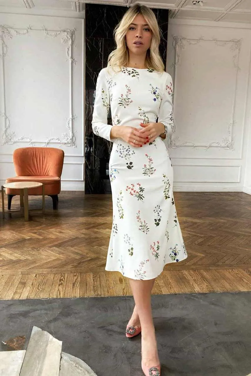 Floral Ivory Bloom Midi Dress