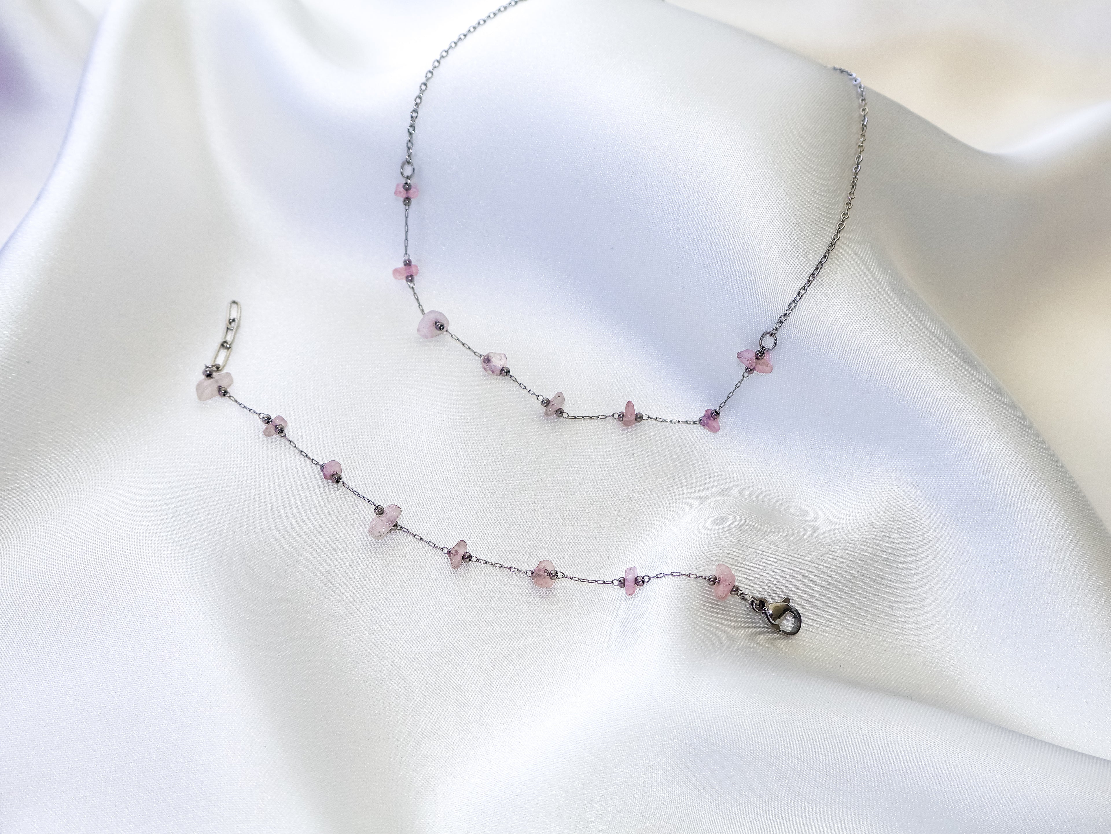 Aura Rose Quartz Jewelry Set