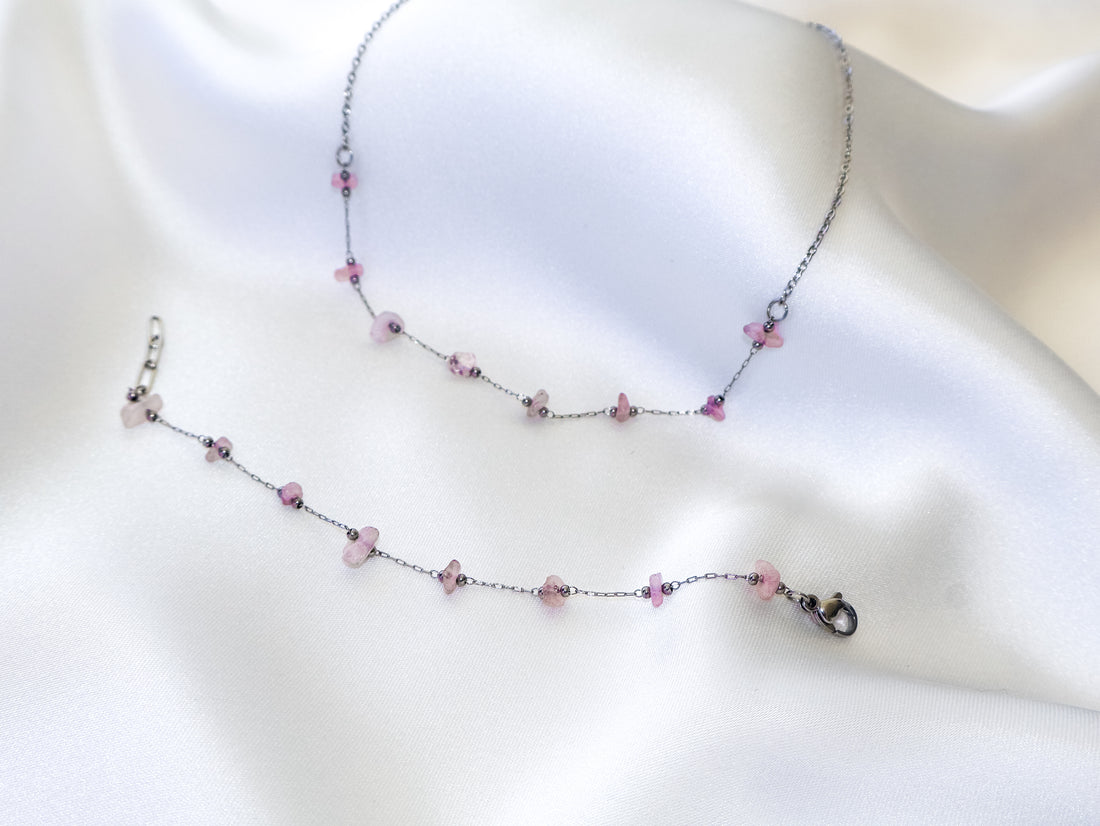 Aura Rose Quartz Jewelry Set