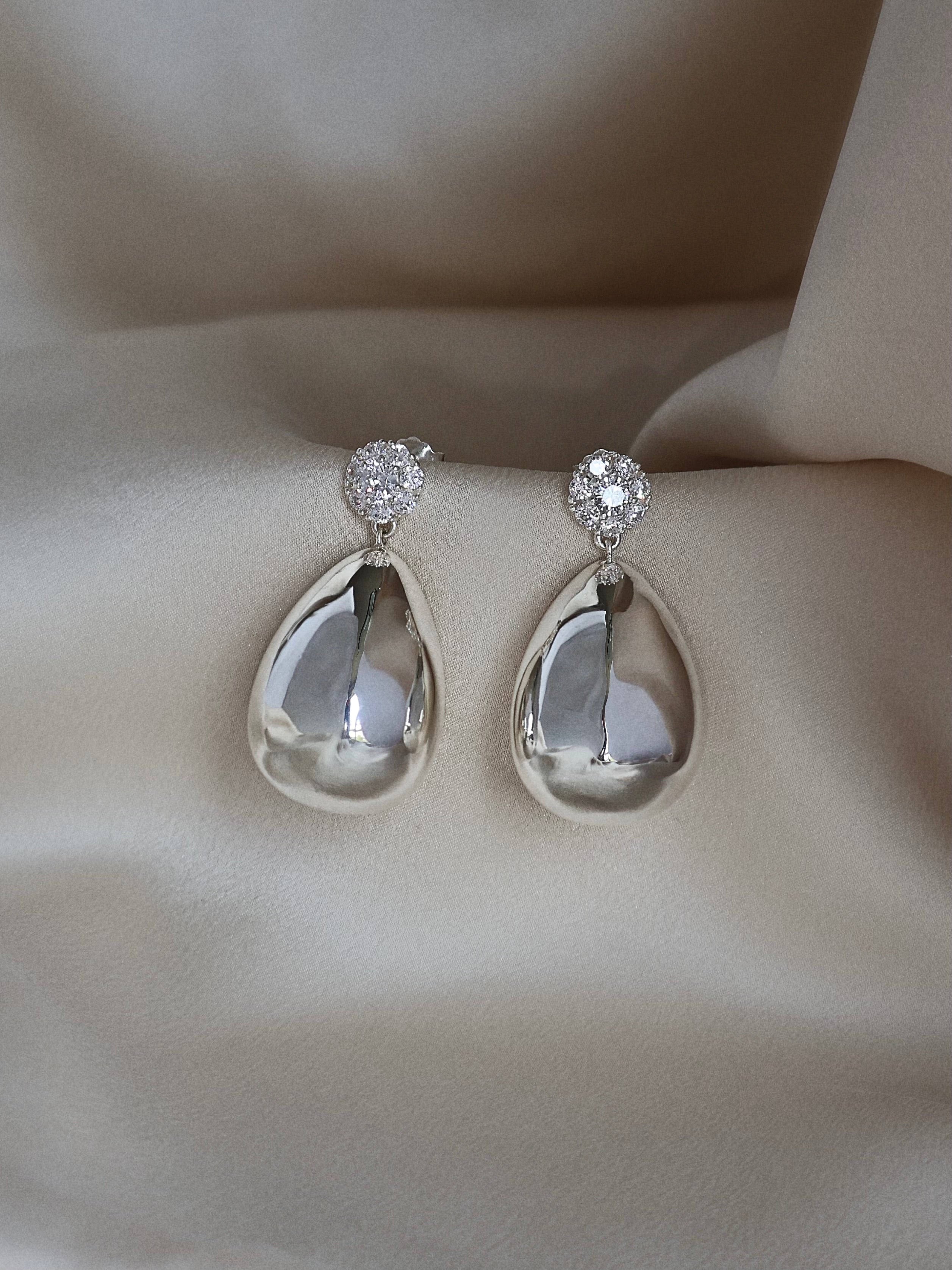 MB Silver Drop Earrings