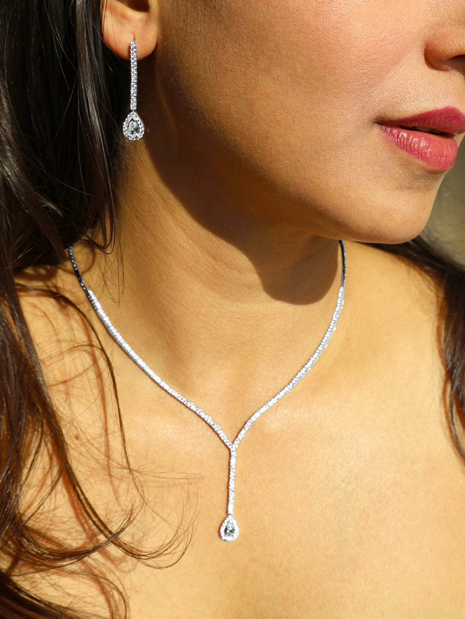 MB Teardrop Tennis Necklace Set