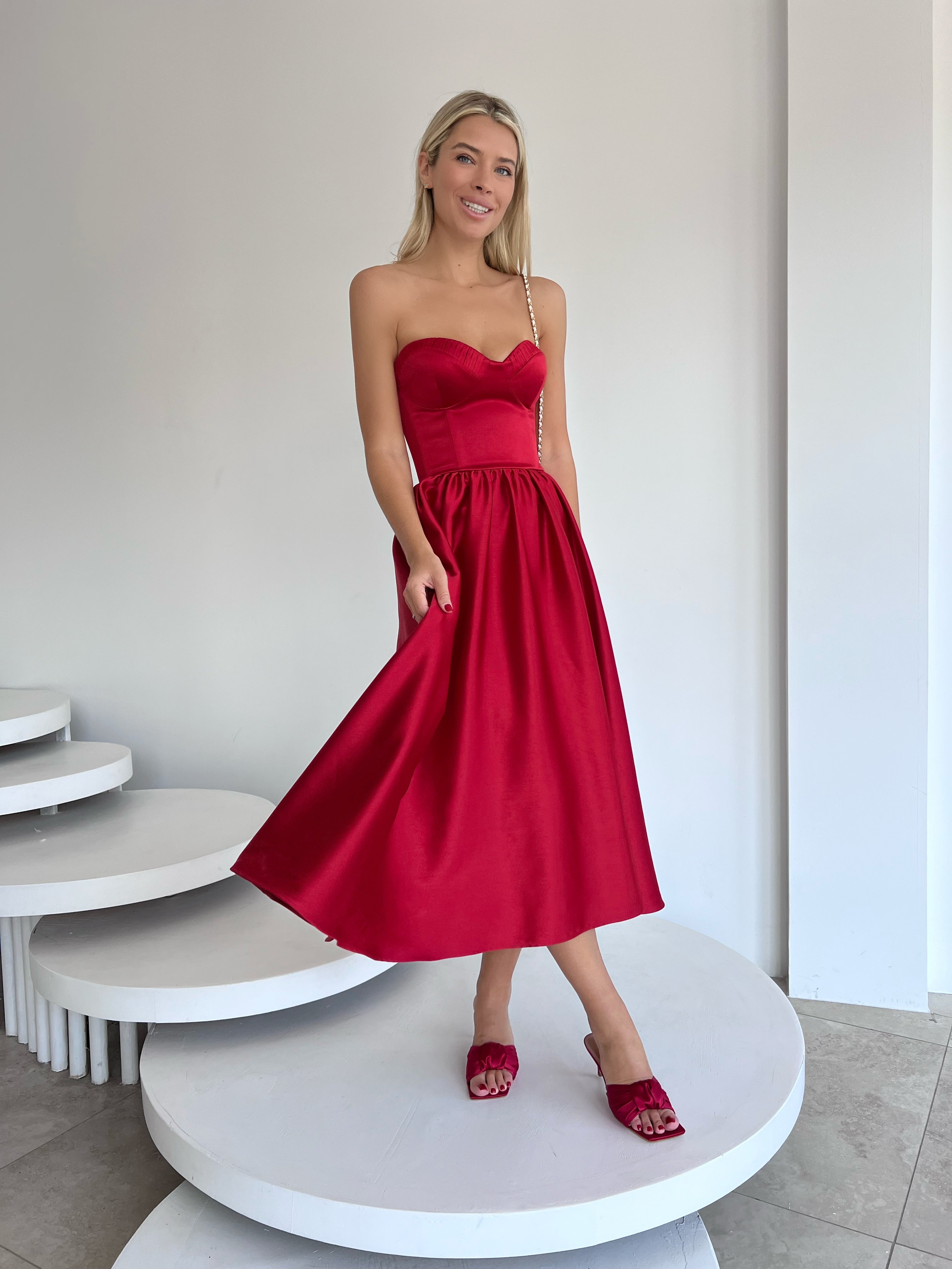 Midi Red Cinderella Dress