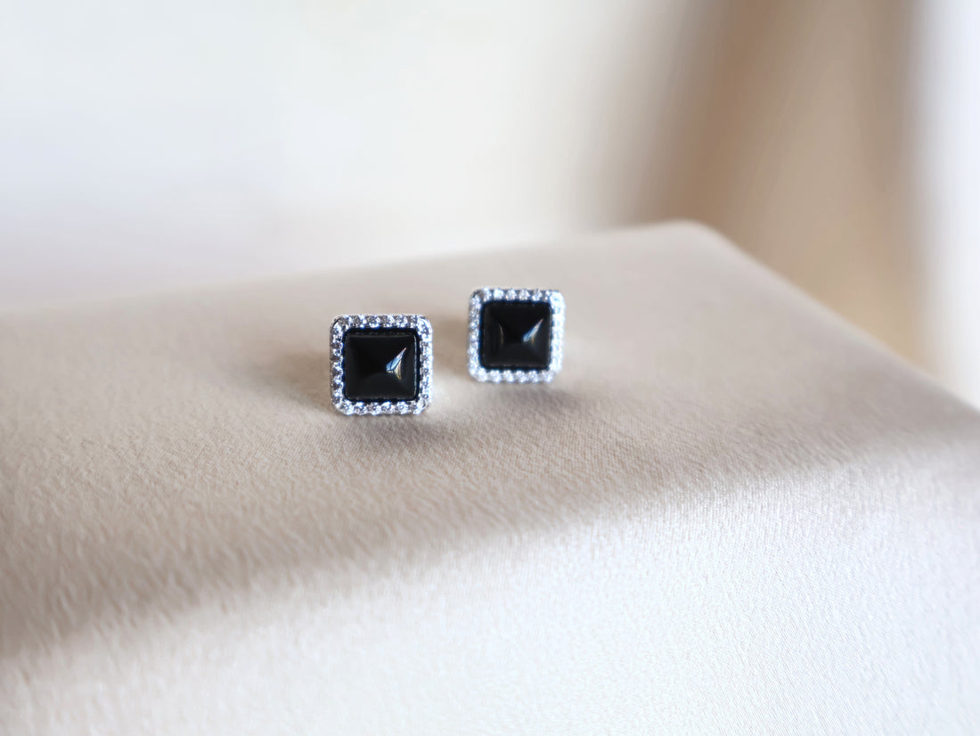 MB Black Stud Earrings