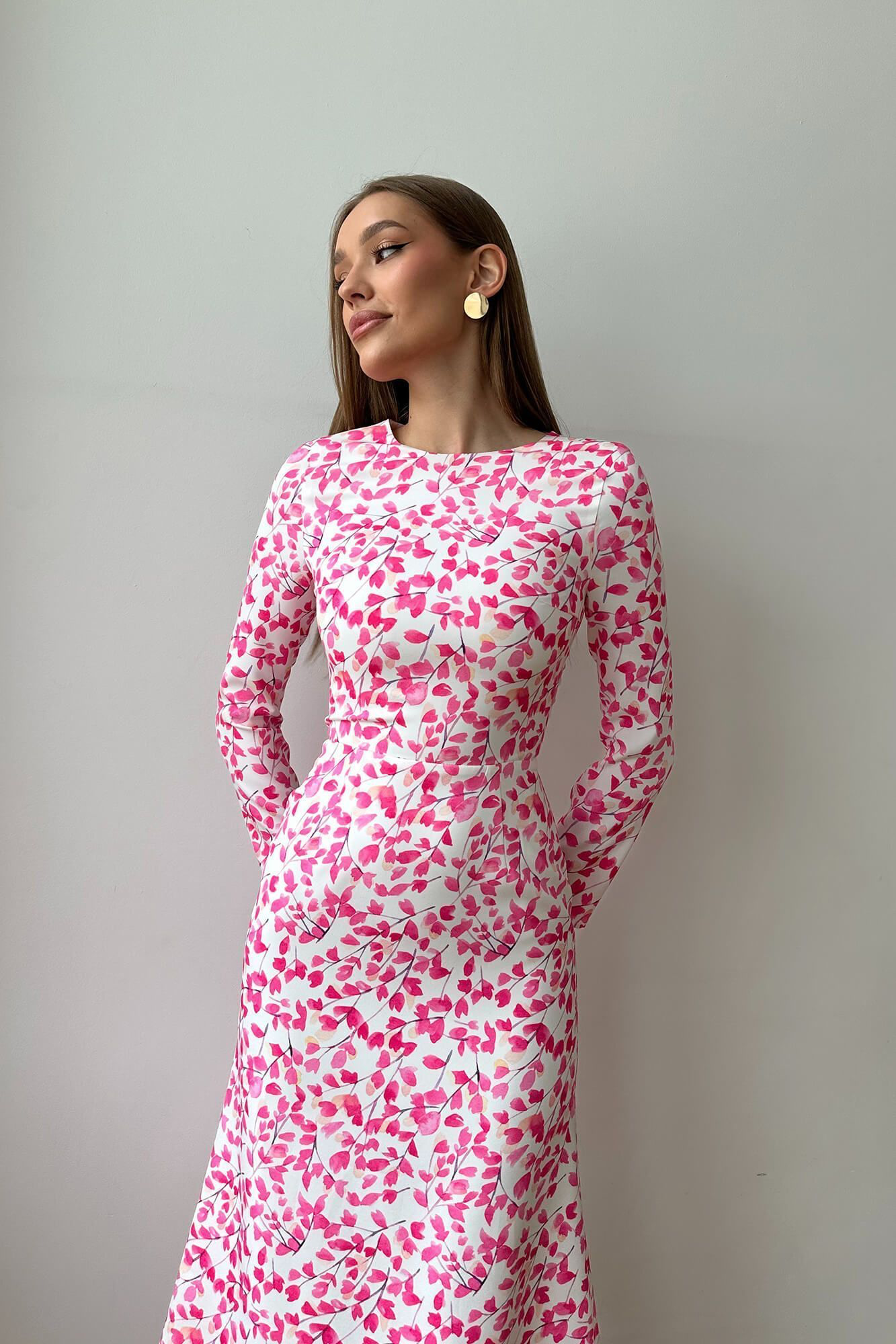 Long Sleeve Amelie Pink Dress