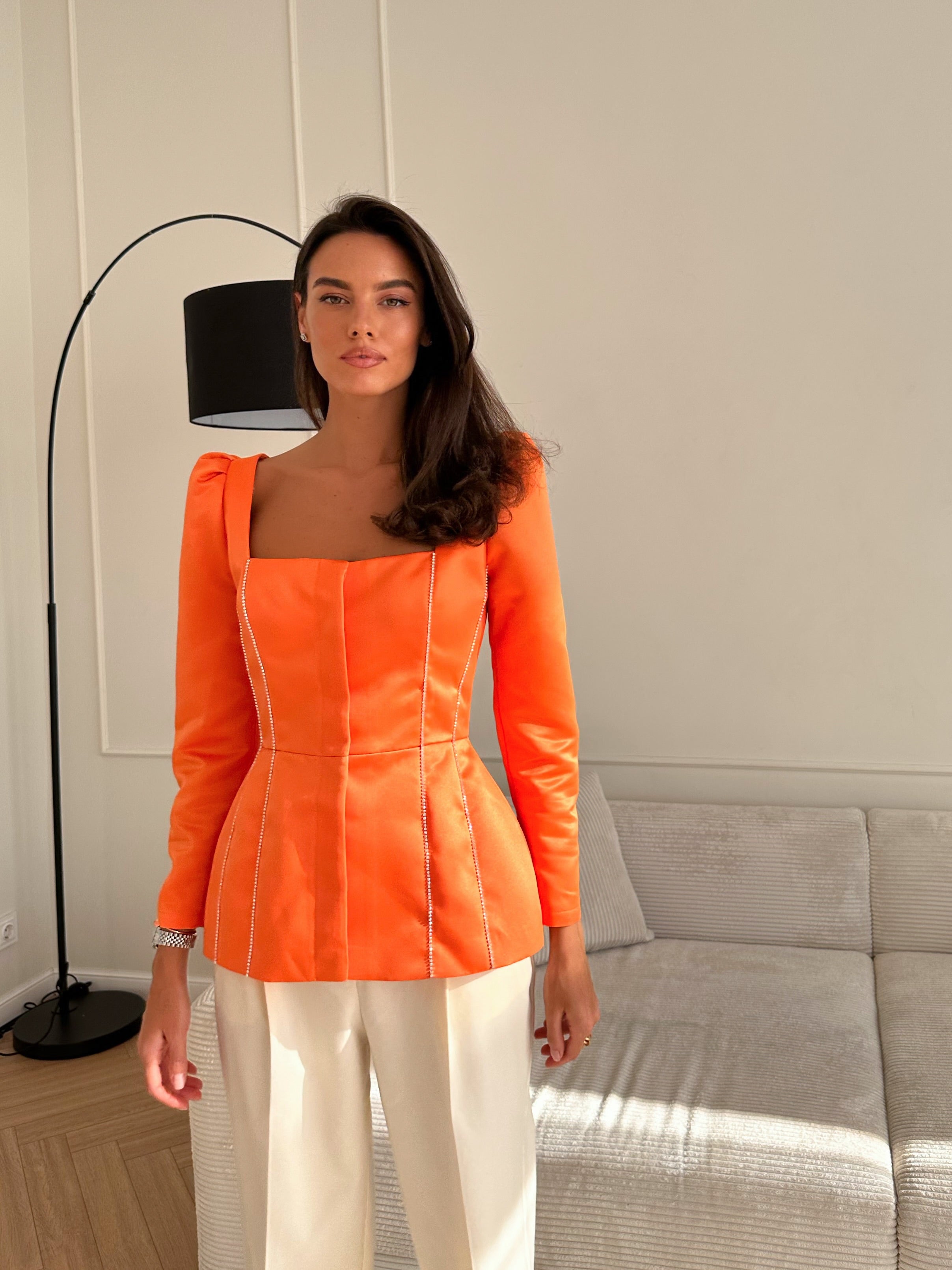 Satin Long Sleeve Solene Top