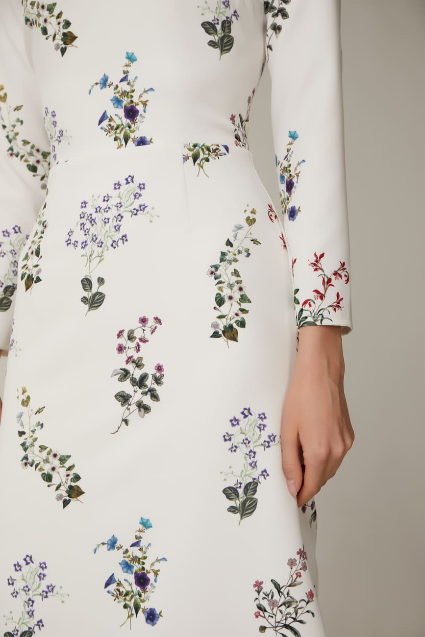 Floral Ivory Bloom Midi Dress