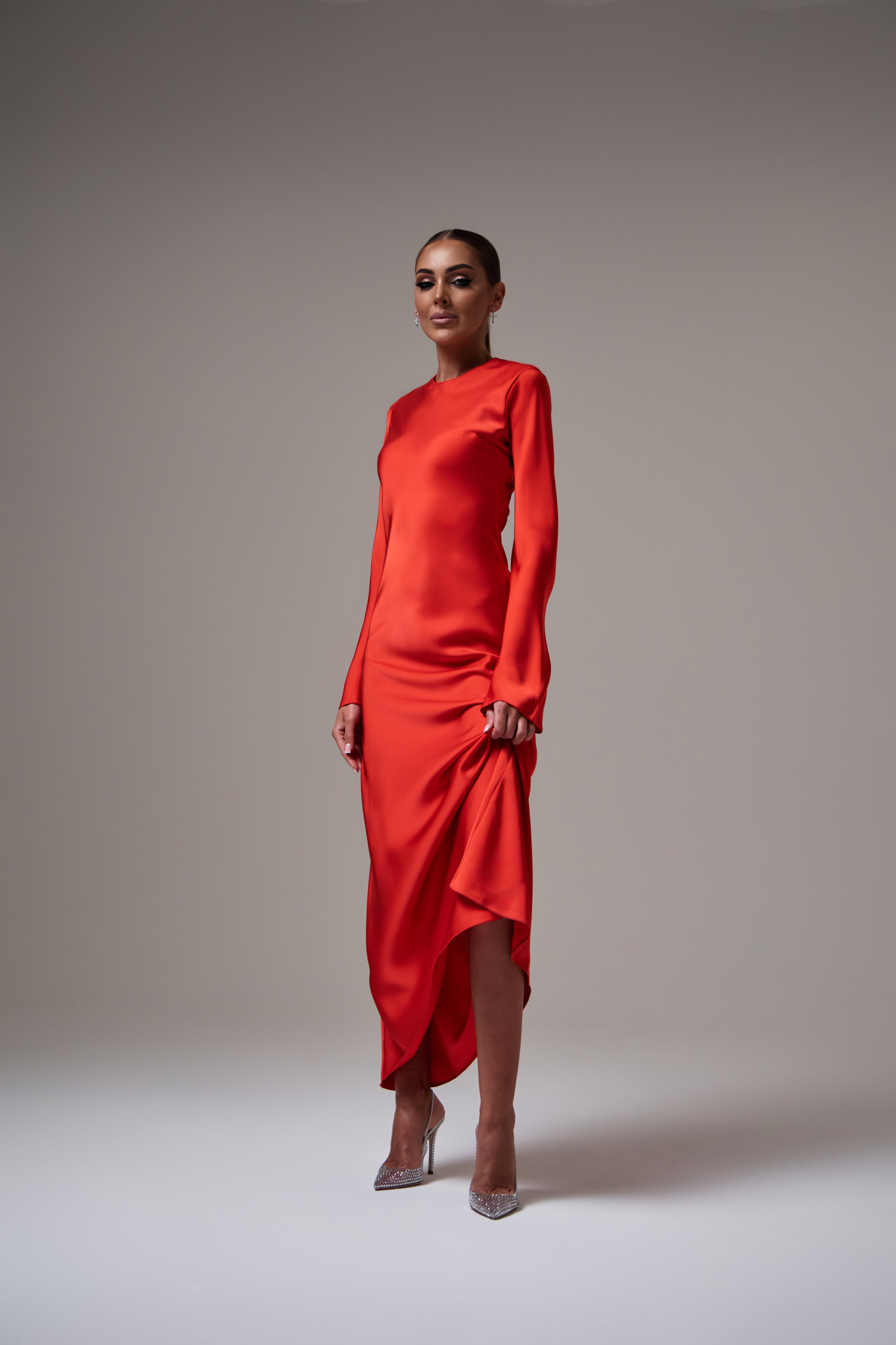 Maxi Red Silk Dress