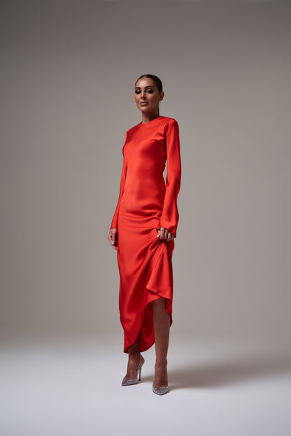 Maxi Red Silk Dress