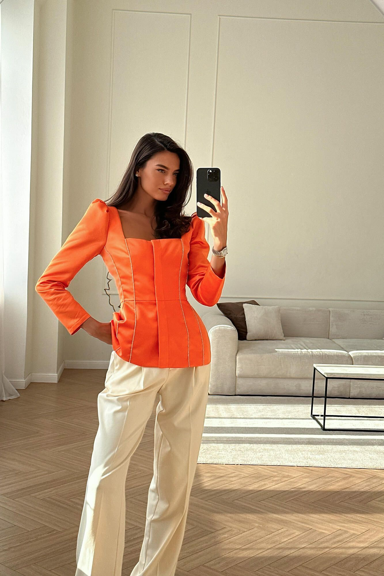 Satin Long Sleeve Solene Top
