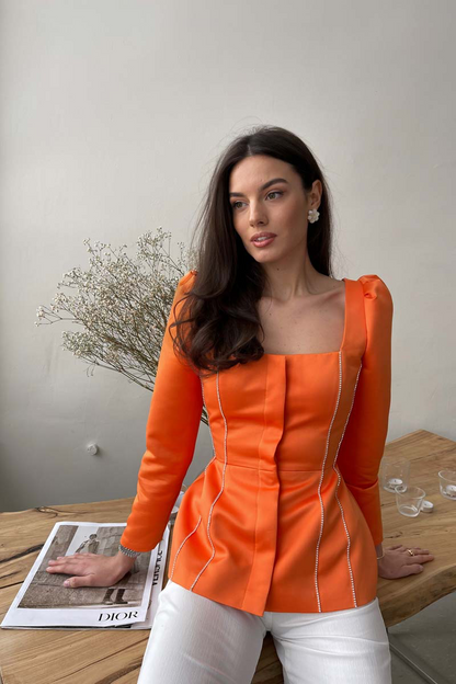 Satin Long Sleeve Solene Top