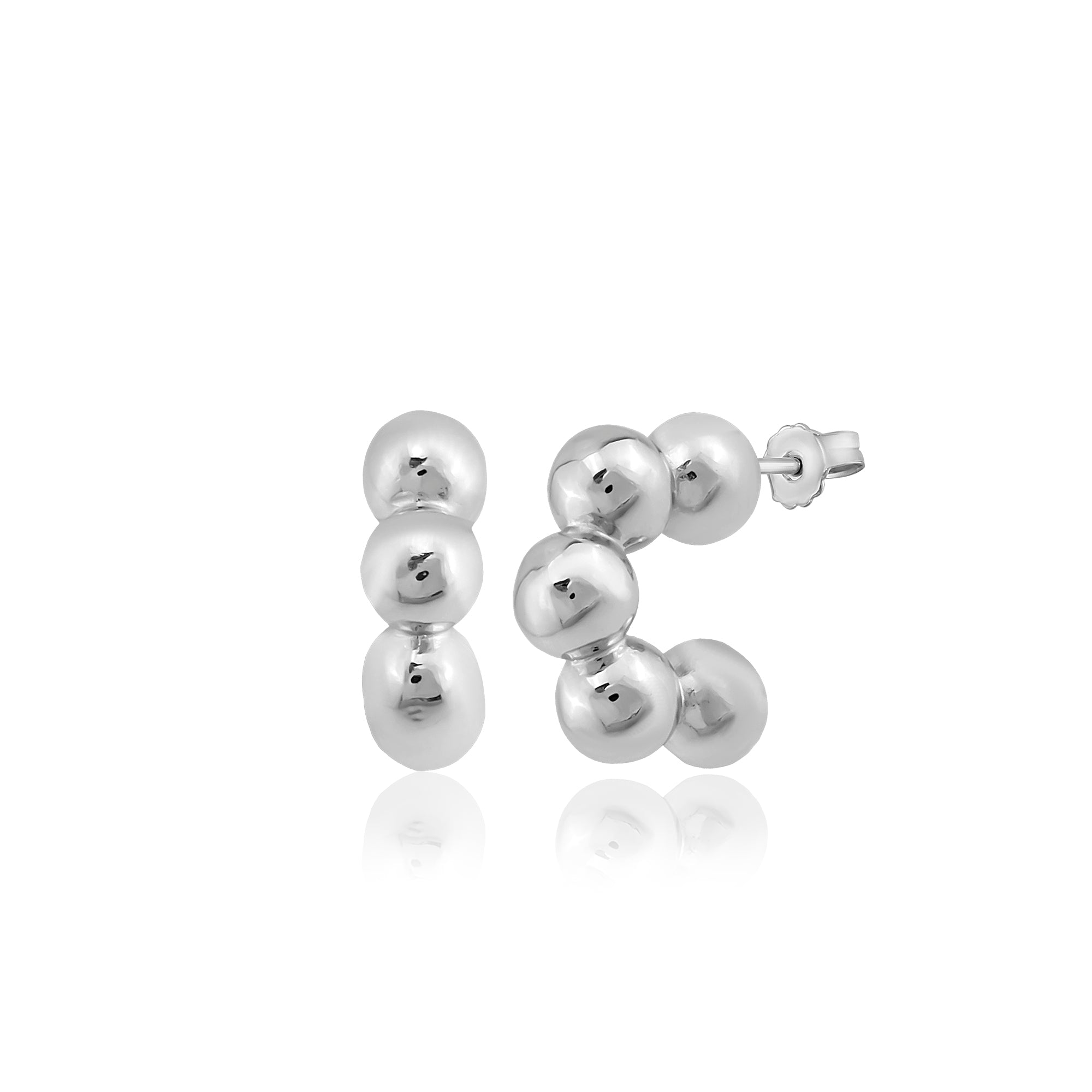 MB Silver Pearl Hoop Earrings