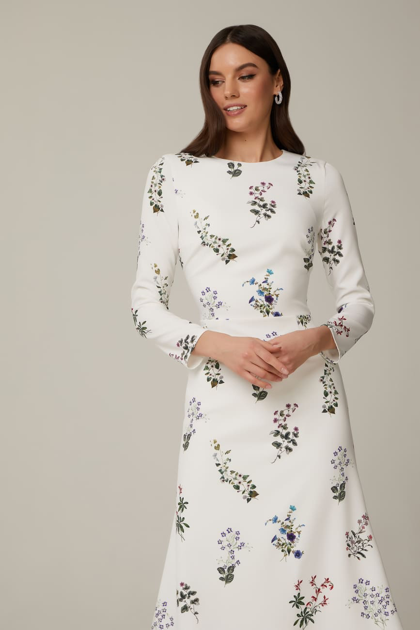 Floral Ivory Bloom Midi Dress