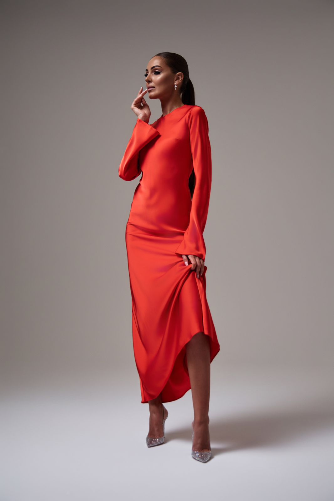 Maxi Red Silk Dress