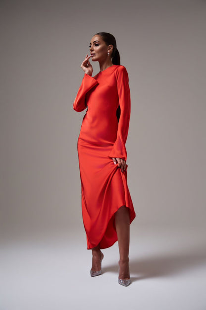 Maxi Red Silk Dress