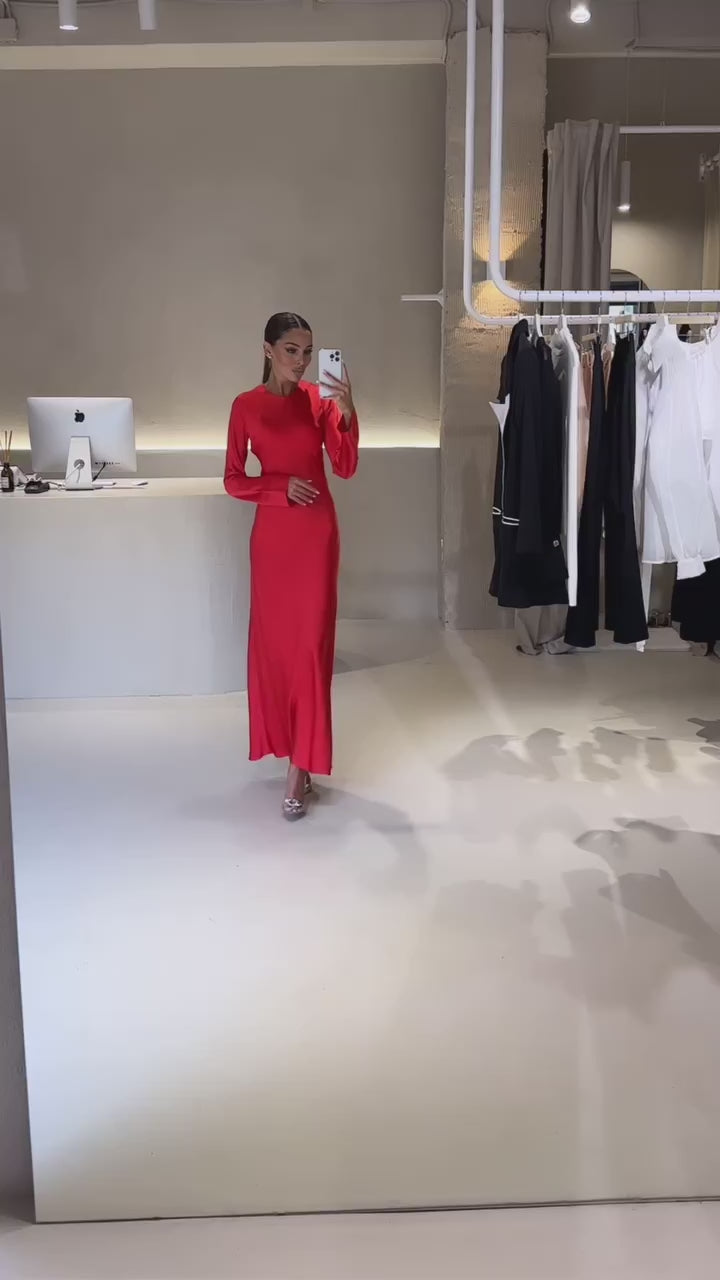Maxi Red Silk Dress