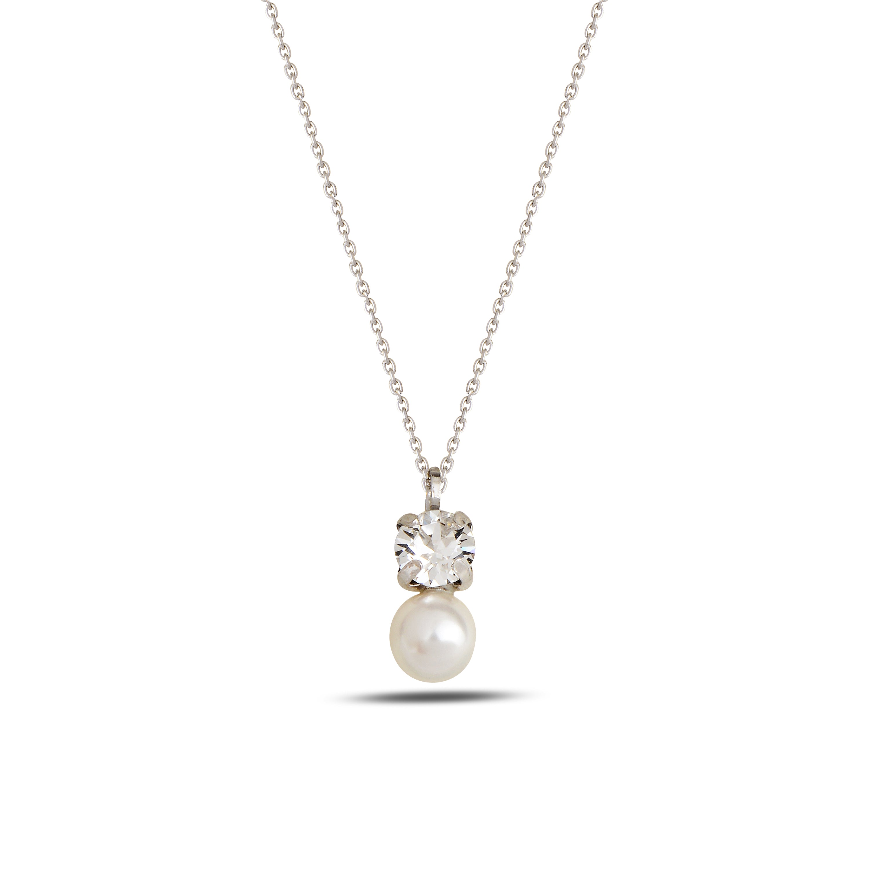 MB Crystal Pearl Necklace Silver