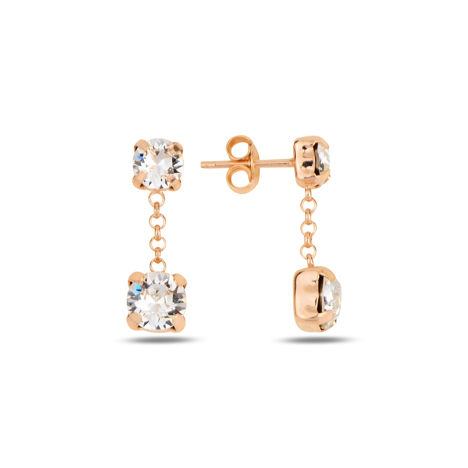 MB Crystal Double Earrings Rose Gold