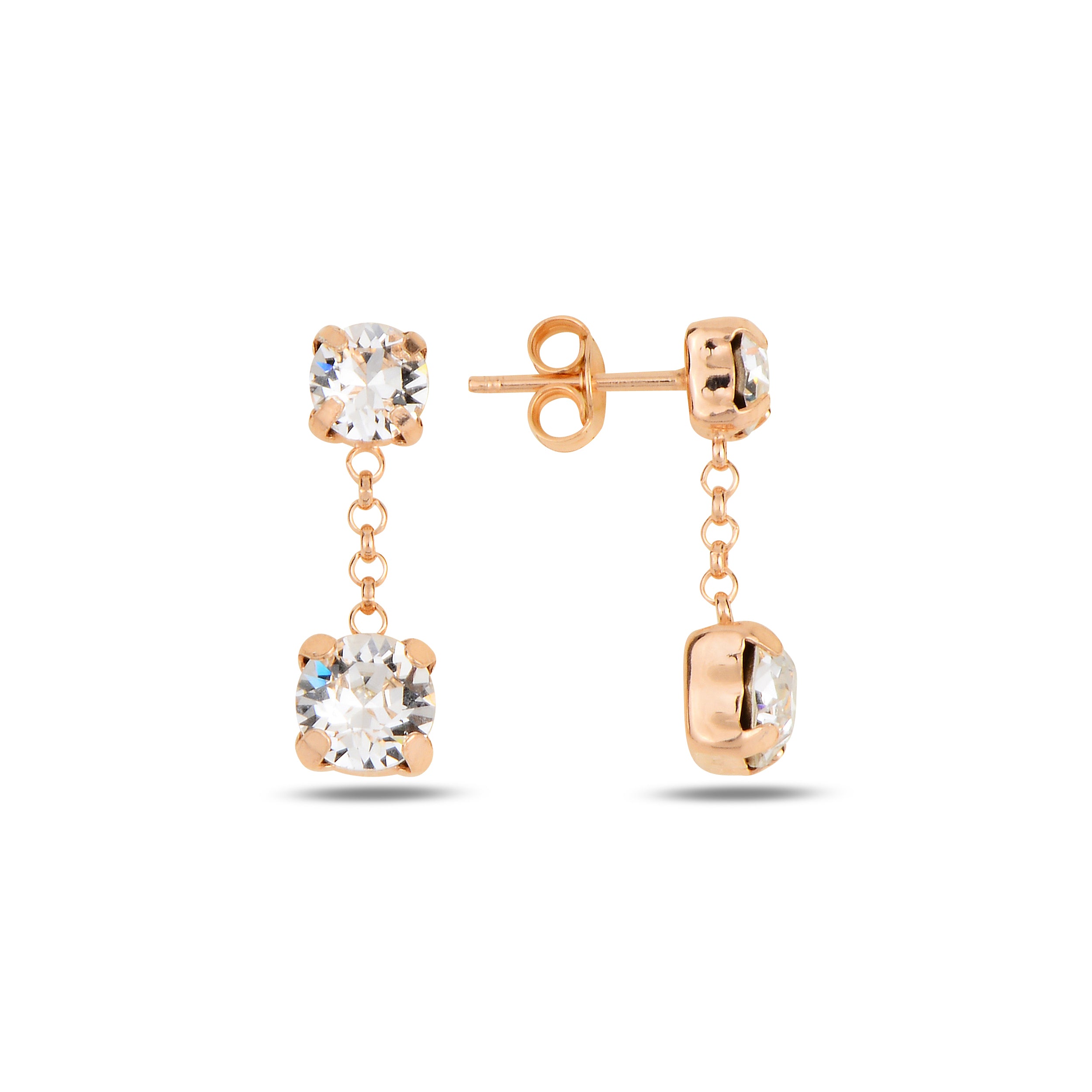 MB Crystal Double Earrings Rose Gold