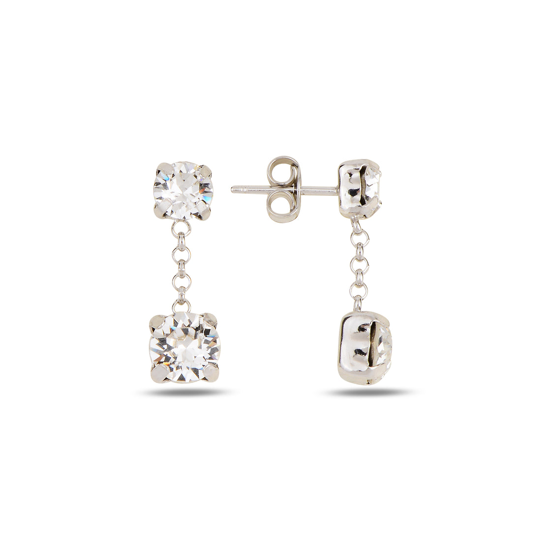 MB Crystal Double Earrings Silver