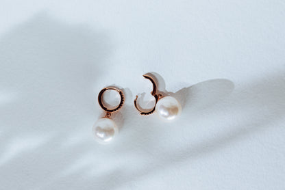 MB Pearl Drop Earrings Rose Gold