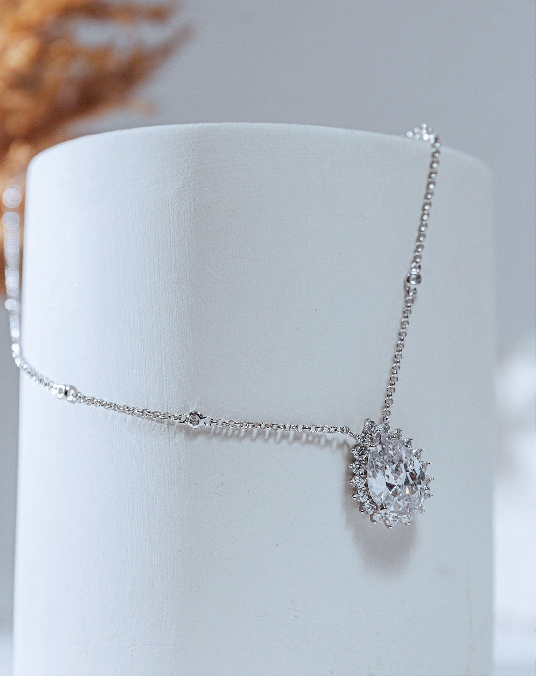 MB White Teardrop Necklace