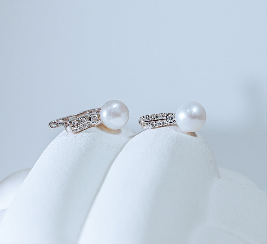 MB White Pearl Earrings